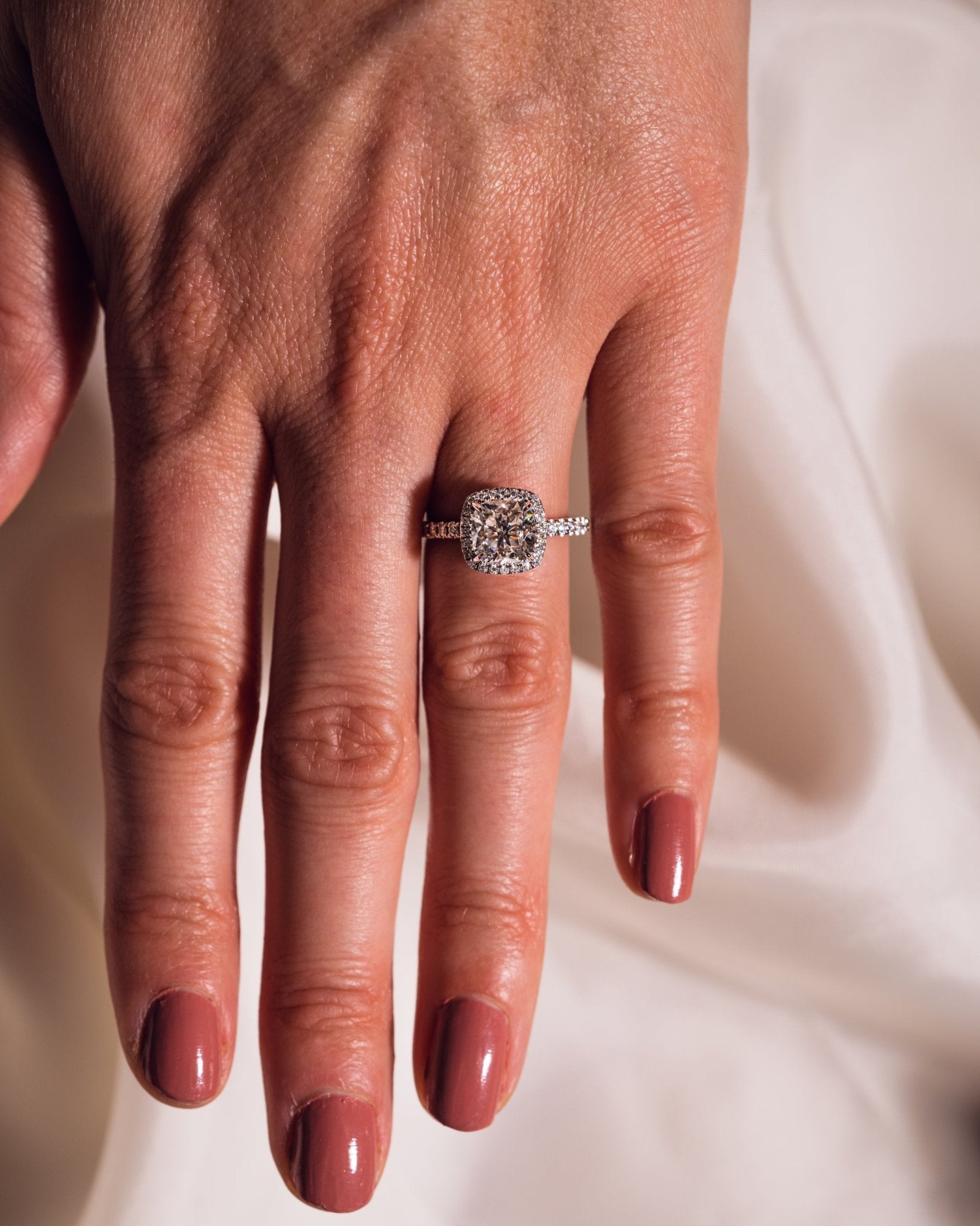 Cushion Hidden Halo Lab Grown Diamond Engagement Ring
